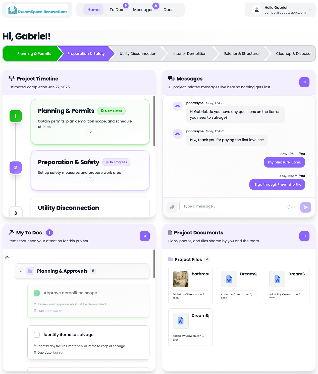 UpdatesPad Client Dashboard